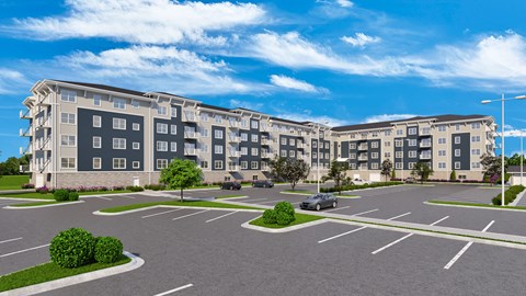 Flats at Neill Park Exterior and Parking Lot