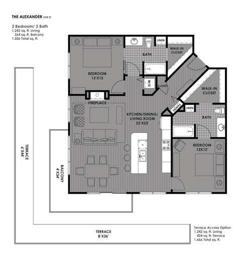The Alexander Floor Plan  at The Mosaic on Broadway, Texas, 78215