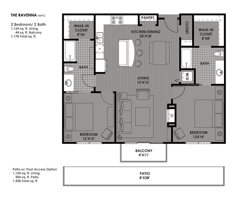 The Ravenna Floor Plan at The Mosaic on Broadway, Texas