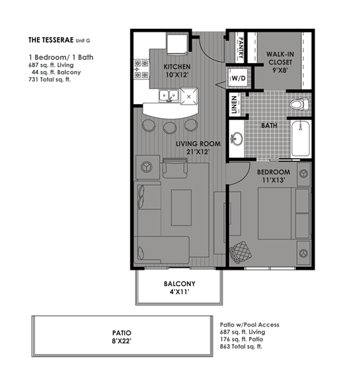 The Tesserae Floor Plan  at The Mosaic on Broadway, San Antonio