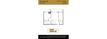 A floor plan for a 2-bedroom, 1-bathroom apartment sized at 637 sq ft with 4-6 floors.