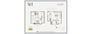 A floor plan of a home with two bedrooms and two bathrooms.
