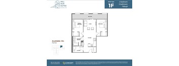 A floor plan for a 2-bedroom, 2-bathroom suite at Mill Run Suites.