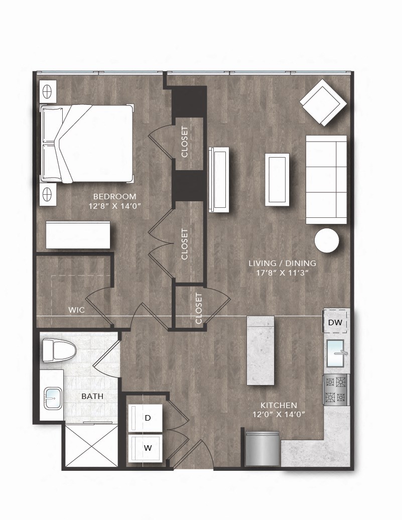 a floor plan of a bedroom apartment with a bathroom and a living room