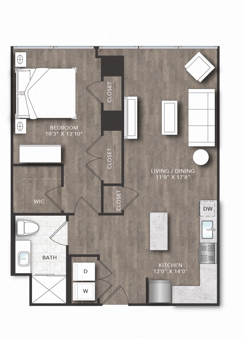 a floor plan of a bedroom apartment with a bathroom and a living room