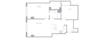 1 Bed+1Flex/1 Bath-A2B