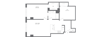 1 Bed+1Flex/1 Bath-A2B