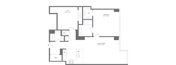 1 Bed+1Flex/2 Bath-A3D