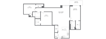 1 Bed+2Flex/2 Bath-A4A
