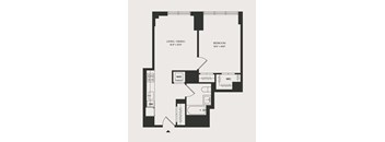 1 Bed/1 Bath JR-A2b