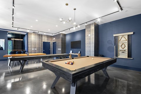 Game room with billiards and table games