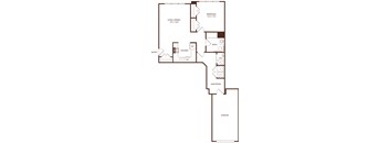A floor plan of a house with a garage, mud room, and a kitchen with a refrigerator, stove, and oven.