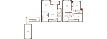 A floor plan of a house with a garage.