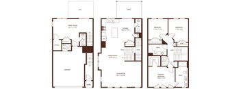 A set of three house floor plans showing different room layouts.