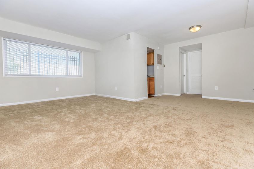 a bedroom with a large window and beige carpet a bedroom with a large window and beige carpet at Regency Court, Maryland, 20746 - Photo Gallery