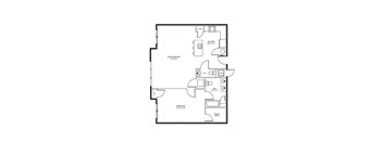 The Venice - One Bedroom One and a half Bathroom Floor Plan at The Lofts at Middlesex, Middlesex