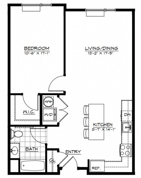 1A Floor Plan at The Botanic, Apartments for Rent in Carteret, NJ 07008