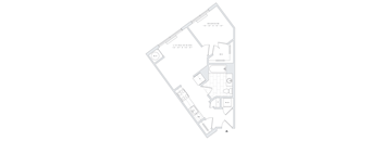 a floor plan of a small apartment with a bedroom and a living room
