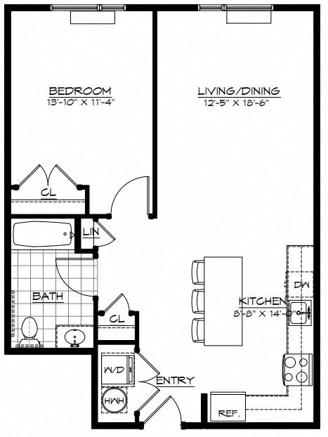 1D Floor Plan at The Botanic, Carteret, New Jersey