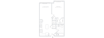 a floor plan of a home with a bedroom and a living room