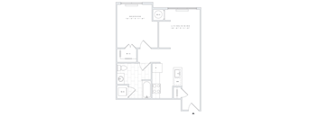 a floor plan of an apartment with a bedroom and a bathroom