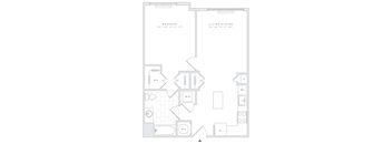 a floor plan of a small apartment with a bedroom and a living room