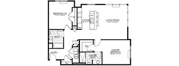 2C Floor Plan at The Botanic, New Jersey, 07008