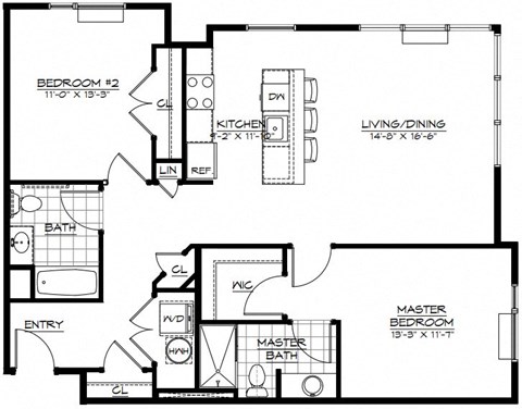 2C Floor Plan at The Botanic, New Jersey, 07008