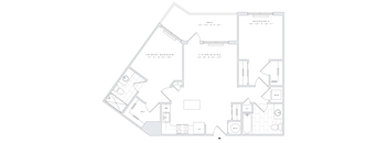 a floor plan of a home with a bedroom and a living room