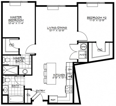 2J Floor Plan at The Botanic, New Jersey