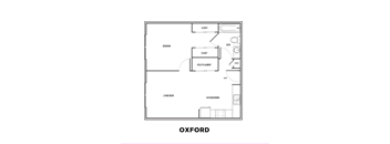A black and white image of a floor plan for a house named Oxford.