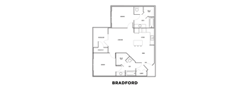A black and white image of a floor plan for a Bradford apartment.