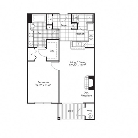 a floor plan of a 1 bedroom floor plan