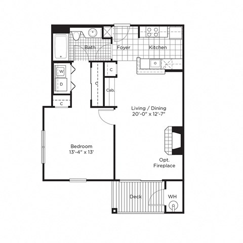 a floor plan of a 1 bedroom floor plan