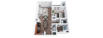 A2-1 - One Bedroom One Bathroom Floor Plan at The Confluence at Norwalk, Norwalk