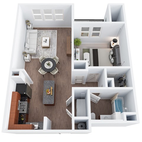 A2-1 - One Bedroom One Bathroom Floor Plan at The Confluence at Norwalk, Norwalk