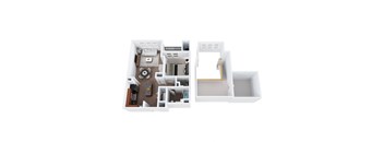 A2-1L - One Bedroom One Bathroom Loft Floor Plan at The Confluence at Norwalk, Norwalk