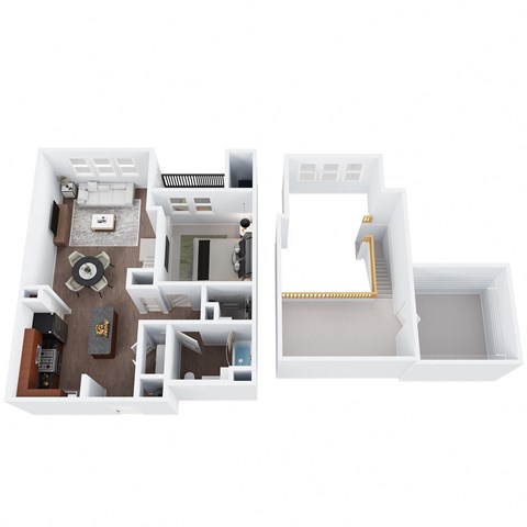 A2-1L - One Bedroom One Bathroom Loft Floor Plan at The Confluence at Norwalk, Norwalk