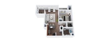 A4D - One Bedroom One Bathroom Den Floor Plan at The Confluence at Norwalk, Norwalk