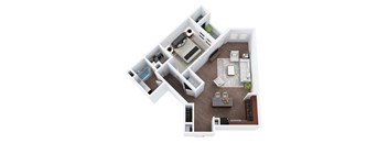 A6-1 - One Bedroom One Bathroom Floor Plan at The Confluence at Norwalk, Norwalk