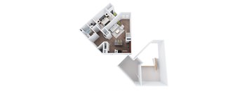 A6D-L - One Bedroom One Bathroom Loft+Den Floor Plan at The Confluence at Norwalk, Norwalk
