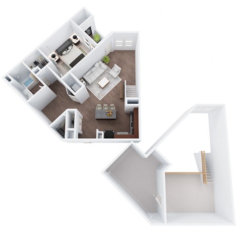 A6D-L - One Bedroom One Bathroom Loft+Den Floor Plan at The Confluence at Norwalk, Norwalk