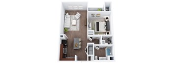AM2 - One Bedroom One Bathroom Floor Plan at The Confluence at Norwalk, Norwalk