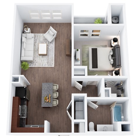 AM2 - One Bedroom One Bathroom Floor Plan at The Confluence at Norwalk, Norwalk