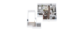 B1-1L - Two Bedroom Two Bathroom Loft Floor Plan at The Confluence at Norwalk, Norwalk