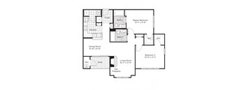 a floor plan of a house with bedrooms and a living room