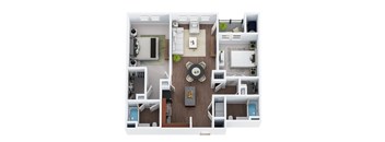 B2-1 - Two Bedroom Two Bathroom Floor Plan at The Confluence at Norwalk, Norwalk