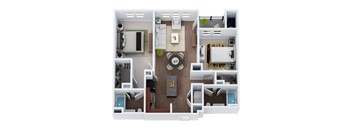 B2-2 - Two Bedroom Two Bathroom Floor Plan at The Confluence at Norwalk, Norwalk