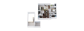 a floor plan of a house with a bedroom and a living room