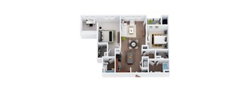 B2-3D - Two Bedroom Two Bathroom Den Floor Plan at The Confluence at Norwalk, Norwalk